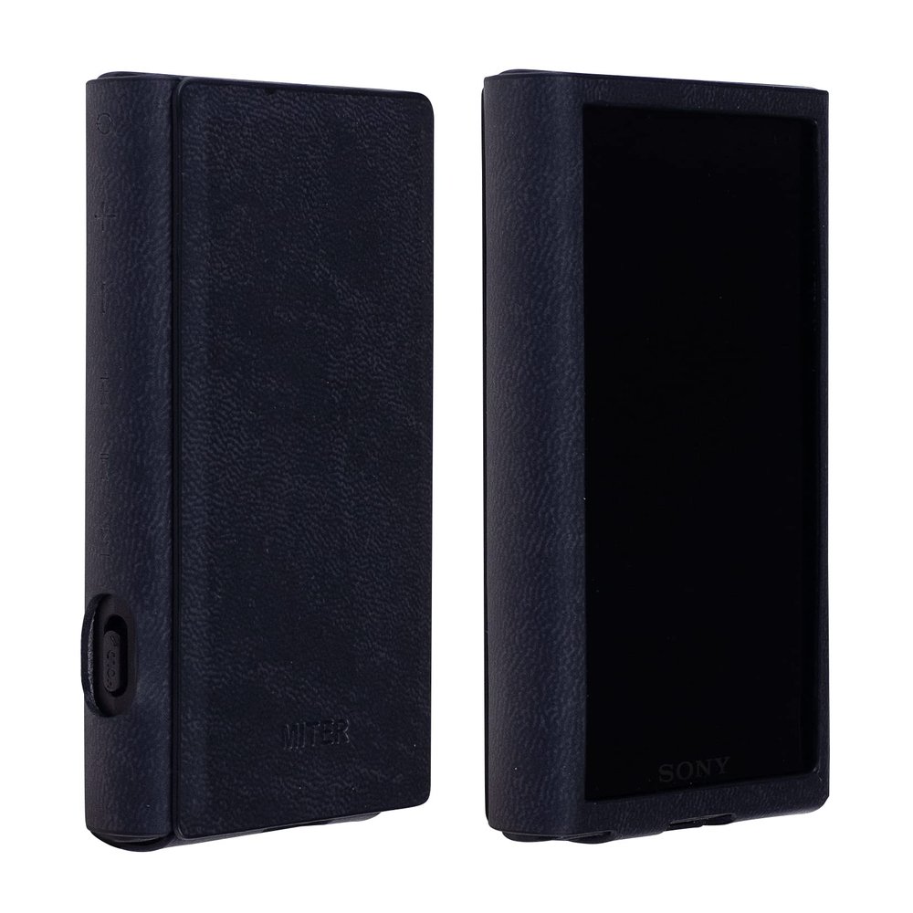 MITER CASE Compatible with Sony Walkman NW-A307 A306 A303 A300, Handmade Case Cover for A300 Series (Black)