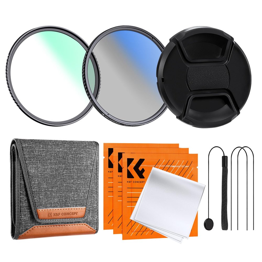 K&F CONCEPT 49mm UV CPL Lens Cap Filters Kit -18 Multi-Coated MCUV Lens Protection Filter+ Circular Polarizer+Lens Cover+Cleaning Cloths Kit for Camera Lens (K Series)