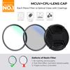 K&F CONCEPT 49mm UV CPL Lens Cap Filters Kit -18 Multi-Coated MCUV Lens Protection Filter+ Circular Polarizer+Lens Cover+Cleaning Cloths Kit for Camera Lens (K Series) view 2