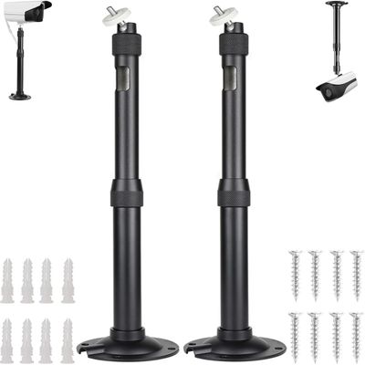 AlfaView Extendable Mounting Pole for Security Camera, 20cm-40cm Telescopic Mounting Pole with 1/4" Thread Adapter, Universal Aluminum Ceiling Wall Mount for Dome Bullet Camera (Black)