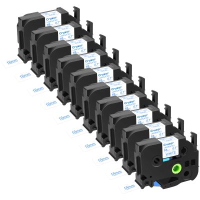 Cruxer 10 Pack Compatible for P-Touch TZe-243 TZe243 18mm 3/4" 0.7" Blue on White Laminated Label Tape Replacement for Ptouch PT-D450 D400AD D600 P700 P750W H500LI PT1810 1880C 2730 Label Maker