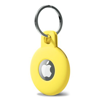 Svanove for Airtag Keychain Airtag Holder Key Ring, Siliocne Airtag Case Air Tag Cover, Cute Airtag Accessories for Kid, Luggage, Cat Dog Collar, Car, Compatible with Apple Airtag 2021, Yellow