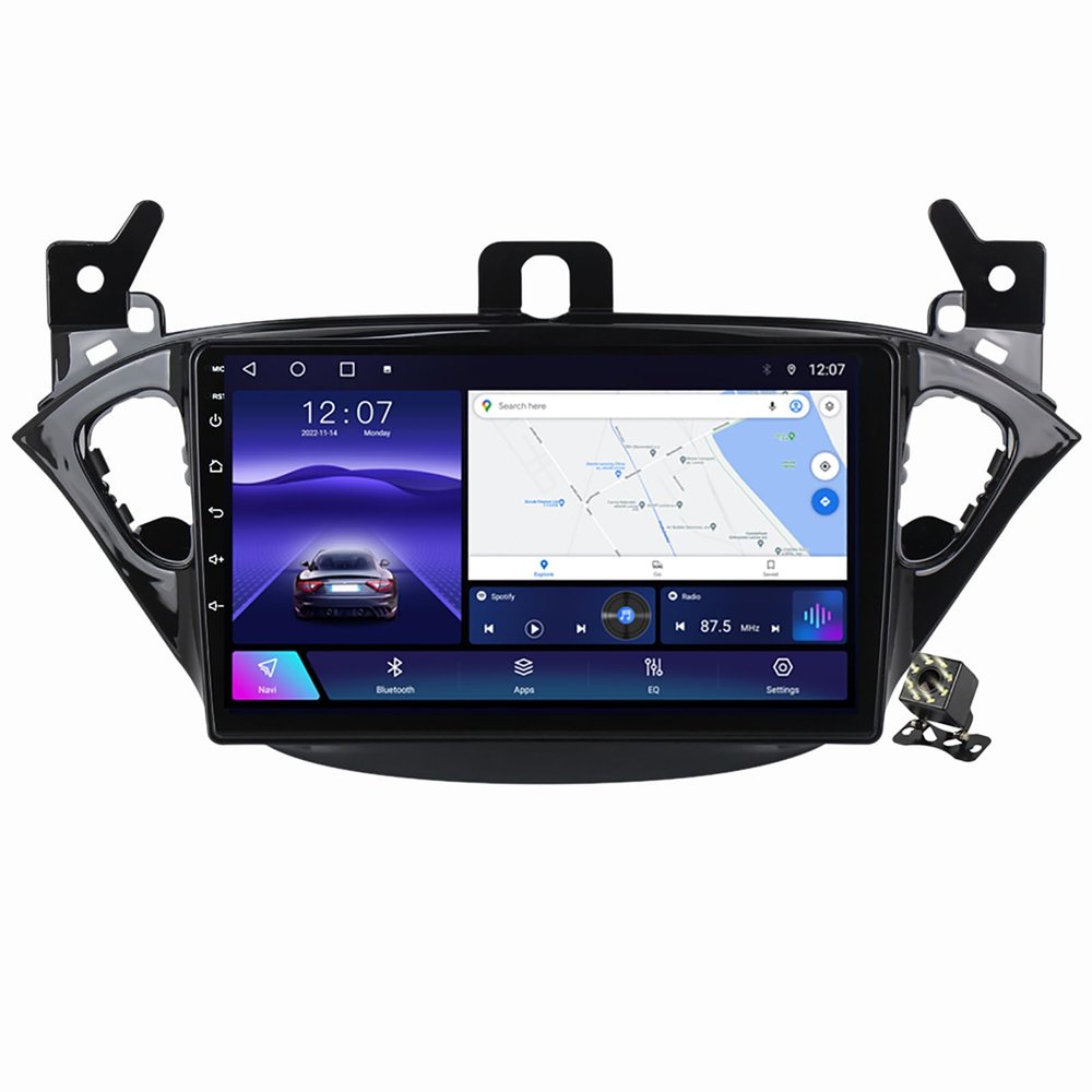 Charmstep Android 12 Car Radio Stereo for Opel Corsa 2014-2019, 9 Inch QLED Screen Support Navigation GPS CarPlay WiFi Bluetooth FM RDS Steering Wheel Control+Backup Camera,Ts10/4+32g