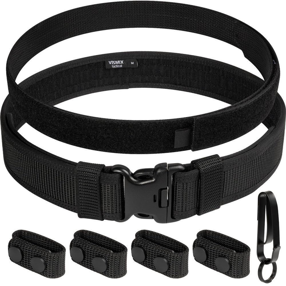 VISMIX Nylon Duty Belt 2" Hook Lining Outer With Loop Inner, Key Holder and Belt Keepers
