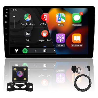 10inch 2+32GB IPS Full Touch Screen Android Car Radio Audio Video Stereo Player for Double Din Raido Model with CarPlay Android Auto WiFi BT MirrorLink Split Screen PIP GPS Navigation