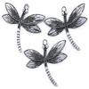 THREE 2 1/10 x 2 3/10 INCHES DRAGON FLY DRAGONFLY SILVERPLATED FOCAL PENDANT view 1