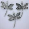 THREE 2 1/10 x 2 3/10 INCHES DRAGON FLY DRAGONFLY SILVERPLATED FOCAL PENDANT view 2