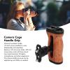 Wooden Handle Grip Left Right, Wooden Camera Cage Handle Grip with 1/4 Inch Screw Hole, 3/8 Inch Screw Hole, Cold Shoe Mount, Ergonomic Design view 2