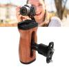 Wooden Handle Grip Left Right, Wooden Camera Cage Handle Grip with 1/4 Inch Screw Hole, 3/8 Inch Screw Hole, Cold Shoe Mount, Ergonomic Design view 4