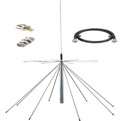 Discone Antenna 251300MHz CB Radio Antennas Scanner FM VHF UHF Base Station Antenna for SDR Talkie Walkie Radio System Coverage HF, AIR, UHF, VHF, FM, AM, FRS, GMRS Band