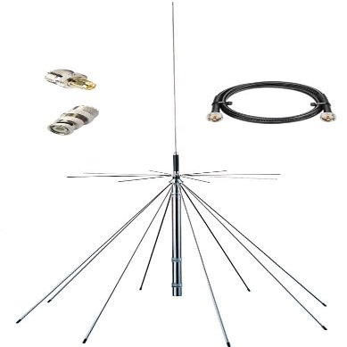 Discone Antenna 251300MHz CB Radio Antennas Scanner FM VHF UHF Base Station Antenna for SDR Talkie Walkie Radio System Coverage HF, AIR, UHF, VHF, FM, AM, FRS, GMRS Band