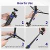 Kaitezenz Selfie Stick Tripod for Gopro Camera, 62" Extendable Tripod Stand with 360 Ball Head 1/4" Screw, Portable Lightweight Camera Tripod for GoPro Max Hero 13 12 11 10 9 8 DJI OSMO Action Camera view 3