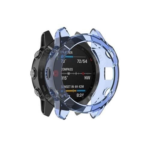 FULNES TPU Watch Case for Garmin Fenix 7S 7 7X 6 6S 6X Pro 5X 5 5SPlus Smart Watch Protective Frame Shell Replace Shockproof Clear Case (Color : Blue, Size : 20mm Fenix 7S)