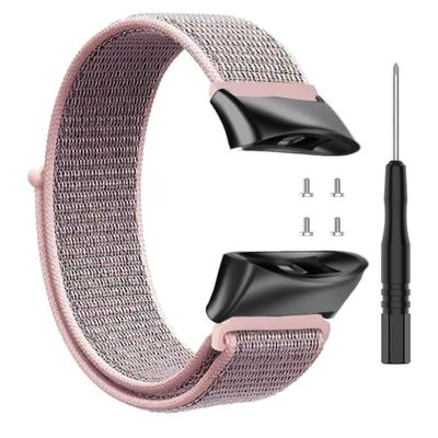 Nylon Strap Compatible with Garmin Forerunner 45/45S Watch Band for Garmin Swim 2 Smartwatch Replacement Wrist Band Accessory Metal connectors (black-pink)