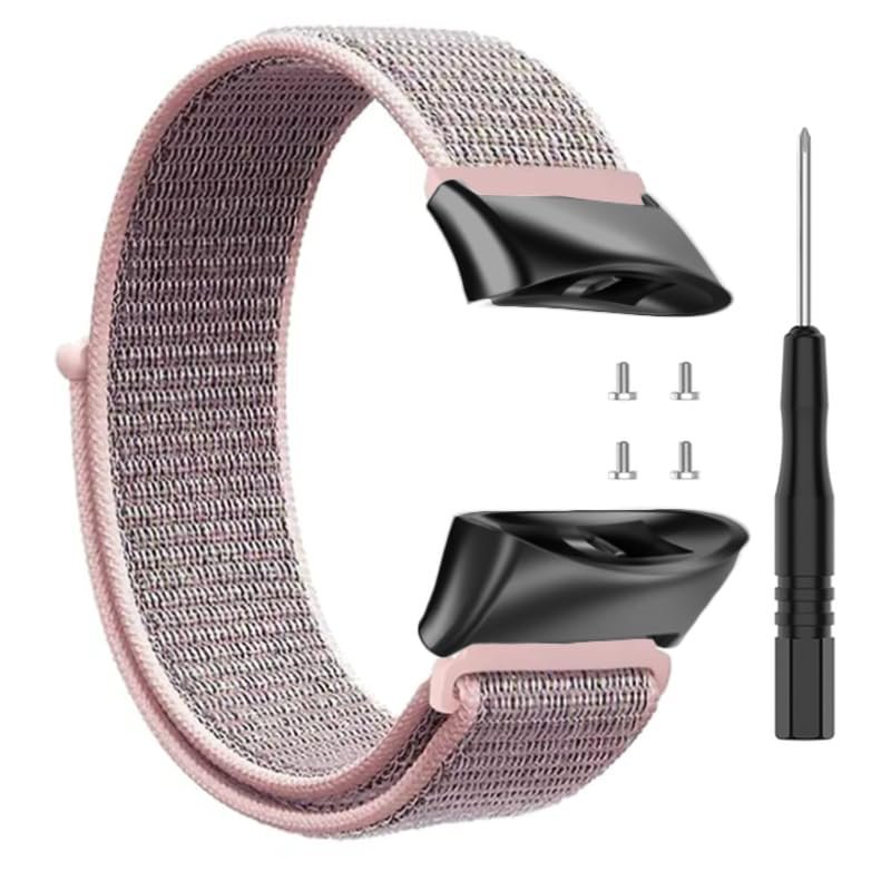 Nylon Strap Compatible with Garmin Forerunner 45/45S Watch Band for Garmin Swim 2 Smartwatch Replacement Wrist Band Accessory Metal connectors (black-pink)