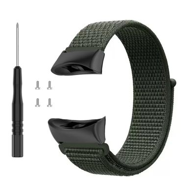 Nylon Strap Compatible with Garmin Forerunner 45/45S Watch Band for Garmin Swim 2 Smartwatch Replacement Wrist Band Accessory Metal connectors (black-green)