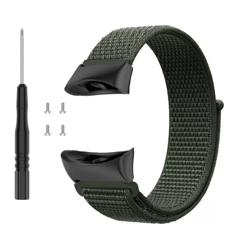 Nylon Strap Compatible with Garmin Forerunner 45/45S Watch Band for Garmin Swim 2 Smartwatch Replacement Wrist Band Accessory Metal connectors (black-green)
