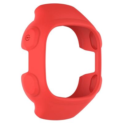 DJDLFA 25cm 22cm Silicone WatchBand For Garmin Forerunner 10 15 GPS Sports Running Watch Wristband Protective Cover Case Bracelet Strap (Color : Red shell, Size : Forerunner 10)