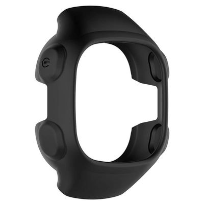 DJDLFA 25cm 22cm Silicone WatchBand For Garmin Forerunner 10 15 GPS Sports Running Watch Wristband Protective Cover Case Bracelet Strap (Color : Black shell, Size : Forerunner 15)