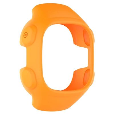 DJDLFA 25cm 22cm Silicone WatchBand For Garmin Forerunner 10 15 GPS Sports Running Watch Wristband Protective Cover Case Bracelet Strap (Color : Orange shell, Size : Forerunner 10)