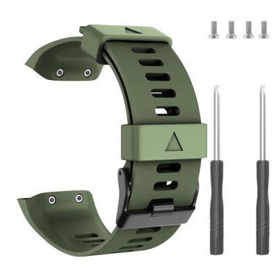 EZZON Replacement Wristband Silicagel Soft Wrist Band Strap For Garmin Forerunner 35 Fashion Smart Watch WatchBand Bracelet (Color : ArmyGreen, Size : Forerunner 35)