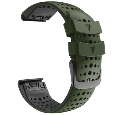 EZZON Silicone Quickfit Watchband For Garmin Fenix 6X Pro Watch Easyfit Wrist Band Strap For Fenix 6 Pro Smart Watch 26 22MM Strap (Color : Army Black, Size : Forerunner 935 945)