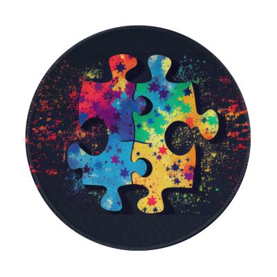 Woyaba colorful autism awareness puzzle autism awareness mouse pad funny,gaming mouse pad small non-slip round mouse pads for wireless mouse,laptop,desk