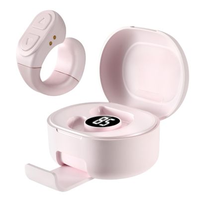 TUZTUALA Upgrade Scrolling Ring, Remote Control for TikTok, Bluetooth Ring Scroller with Stand, Bluetooth Camera Remote Compatible with iPhone, iPad, iOS Android Cell Phone-Pink