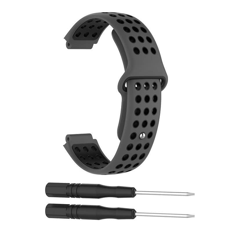 ANZOAT Silicone Watch band For Garmin Forerunner 220 230 235 630 620 735 Approach S20 S6 S5 GPS SamrtWatch Wrist bands Sport (Color : Black-gray)