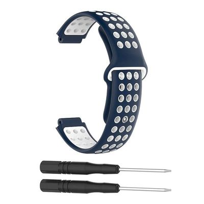 ANZOAT Silicone Watch band For Garmin Forerunner 220 230 235 630 620 735 Approach S20 S6 S5 GPS SamrtWatch Wrist bands Sport (Color : Deepblue-white)