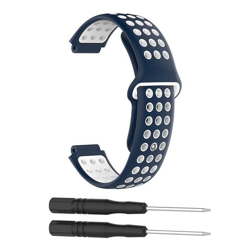 ANZOAT Silicone Watch band For Garmin Forerunner 220 230 235 630 620 735 Approach S20 S6 S5 GPS SamrtWatch Wrist bands Sport (Color : Deepblue-white)