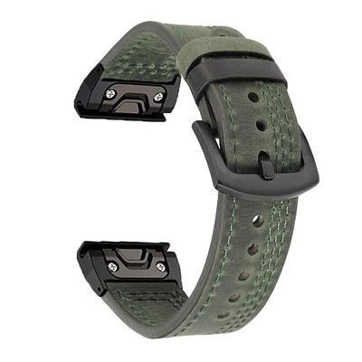 ANZOAT 26 22 MM Watchband For Garmin Fenix 7 7X 6 6X Pro 5 5X Plus 3HR Fenix6 935 Leather Quick Release Watch Easyfit Wrist Band Strap (Color : S, Size : 22mm Fenix 7)