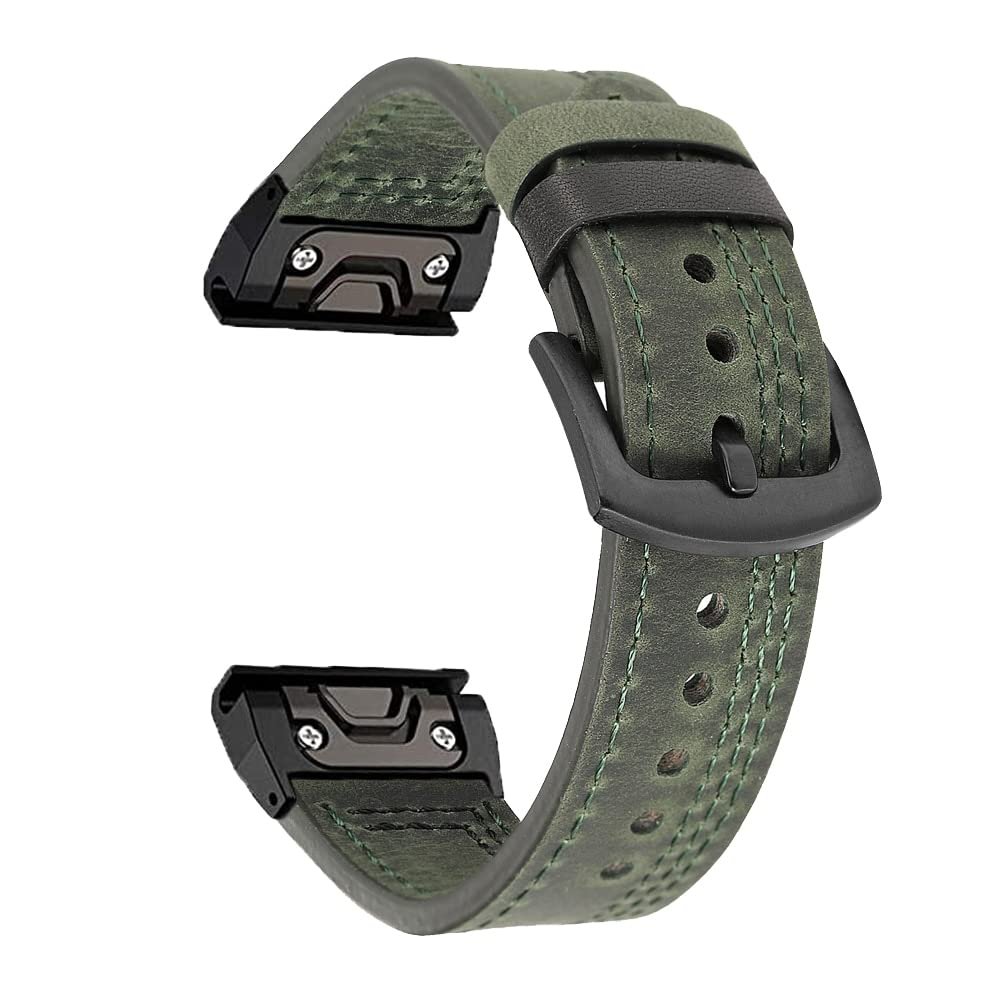 ANZOAT 26 22 MM Watchband For Garmin Fenix 7 7X 6 6X Pro 5 5X Plus 3HR Fenix6 935 Leather Quick Release Watch Easyfit Wrist Band Strap (Color : S, Size : 22mm Fenix 7)