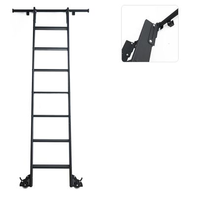 Black Sliding Ladder Hardware, Hook On Tensible Rolling Ladder Hardware Library Sliding Ladder Hardware Kit 3.3ft-26.2ft Track/Rail(No Ladder), Limited to Ladder Thickness 2.5cm (Size : 23ft/700cm tr