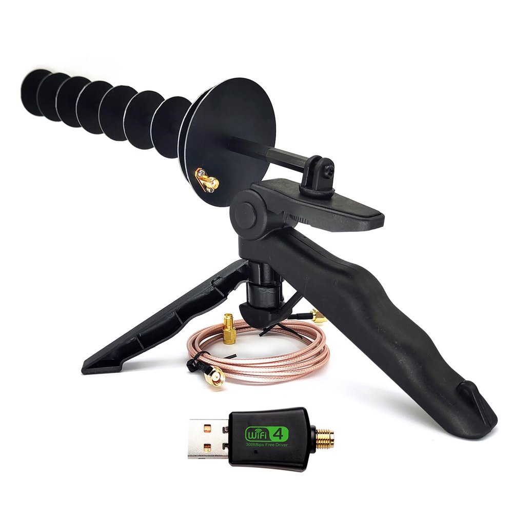 300Mbps Wireless Card USB Adapter Laptop Or Desktop PC Computer Long Distance Reception Enhanced WiFi Signal 16dBi 2.4GHz Yagi Directional Antenna