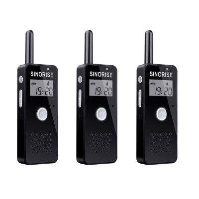 SINORISE Mini Walkie Talkies, 3 Pack Two-Way Radios with Earpiece & Microphone, Lightweight Wearable for Outdoor Activities, Travel & Team Communication