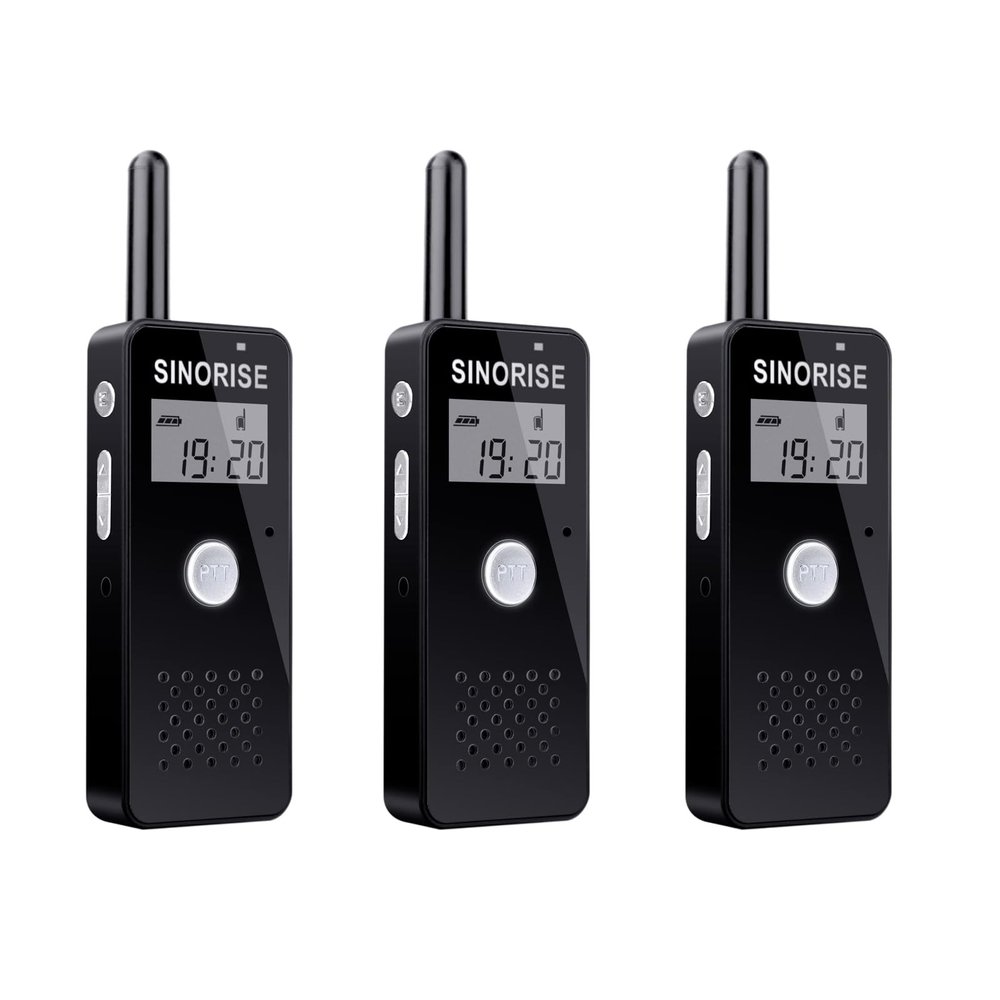 SINORISE Mini Walkie Talkies, 3 Pack Two-Way Radios with Earpiece & Microphone, Lightweight Wearable for Outdoor Activities, Travel & Team Communication