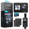 AKASO Brave 7 Action Camera 4K30FPS 20MP with 64GB U3 MicroSDXC Memory Card, Waterproof Camera with Touch Screen IPX8 33FT EIS 2.0 Zoom Support External Mic Voice Control with 2X 1350mAh Batteries view 1
