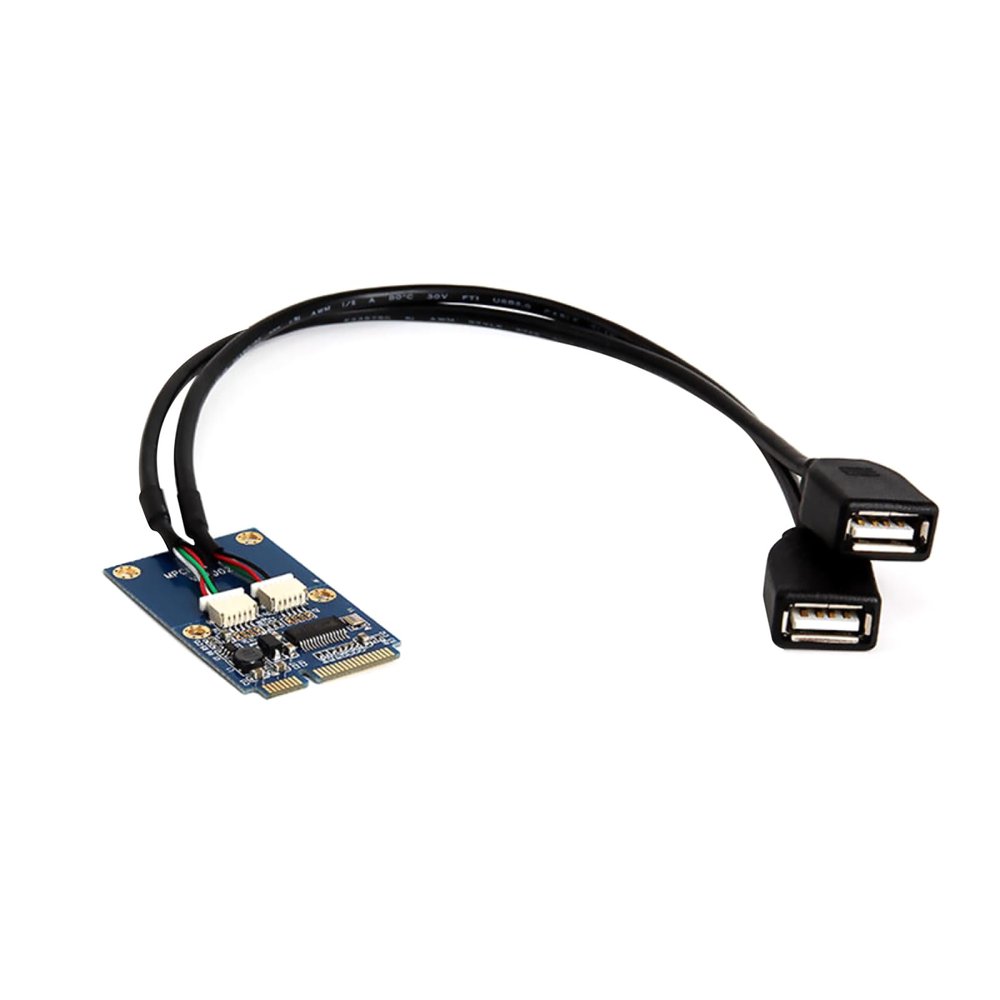 MOUDOAUER Mini PCI-E to 2 USB Adapter, USB3.0 Expansion Card, 5PIN Expansion Card for WinXP/2003/VISTA/2008/7/8/10/1132/64BIT/Linux
