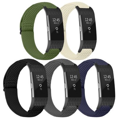 TumpCez Elastic Bands Compatible with Fitbit Charge 2 Band, Adjustable Stretchy Soft Nylon Solo Loop Replacement Strap for Fitbit Charge 2 Women Men