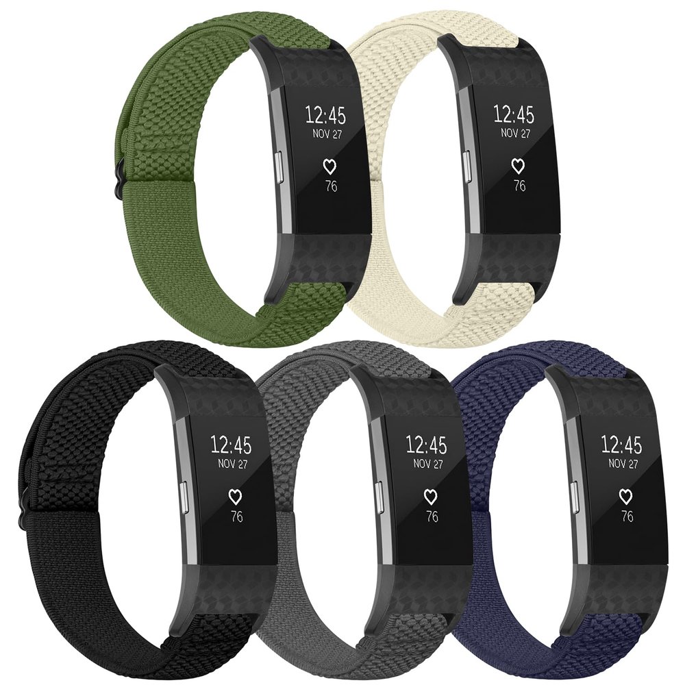 TumpCez Elastic Bands Compatible with Fitbit Charge 2 Band, Adjustable Stretchy Soft Nylon Solo Loop Replacement Strap for Fitbit Charge 2 Women Men