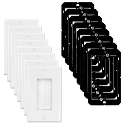 Iwillink (8 Pack) Brush Wall Plate with Low Voltage Mounting Bracket, Cable Pass Through Insert for Wires, Single Gang Cable Access Strap, Wall Socket for HDTV, Home Theater Systems