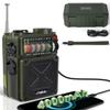 Emgykit R11 Emergency Crank Radio - 4000mAh/14800mWh NOAA/SW/AM/FM, Solar/Hand Crank/USB Charging, Bluetooth Receiver/USB/TF Playback,with Compass,Flashlight,SOS for Camping & Emergencies - Green view 1
