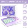 COO Keyboard Case for on iPad 10.2" 9th/8th/7th Gen, Under iPad Air 10.5"(3rd Gen)/in iPad Pro 10.5 in, Backlit 10 Color 360 Screen Rotation Case for on iPad with Keyboard, Auto Sleep/Wake - Lavender view 3