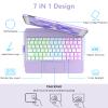 COO Keyboard Case for on iPad 10.2" 9th/8th/7th Gen, Under iPad Air 10.5"(3rd Gen)/in iPad Pro 10.5 in, Backlit 10 Color 360 Screen Rotation Case for on iPad with Keyboard, Auto Sleep/Wake - Lavender view 4