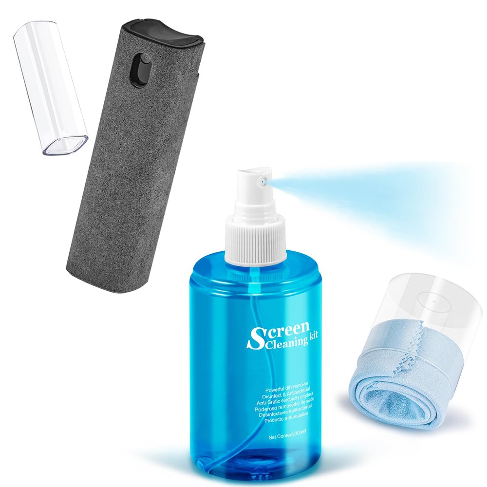 Screen Cleaner Spray and Wipe, walrfid iPad Cleaning Kit for Electronic Cell Phone, iPad, iPhone, Computer, MacBook Pro, Tablet, Monitor, LCD LED TV Flat Screen, Microfiber Cloth