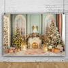 Laeacco Merry Christmas Backdrop 12x8FT Christmas Fireplace Photography Background Interior Room Xmas Tree Gifts Winter Holiday Christmas New Year Party Decor Banner Family Photo Studio Props view 2