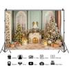 Laeacco Merry Christmas Backdrop 12x8FT Christmas Fireplace Photography Background Interior Room Xmas Tree Gifts Winter Holiday Christmas New Year Party Decor Banner Family Photo Studio Props view 3