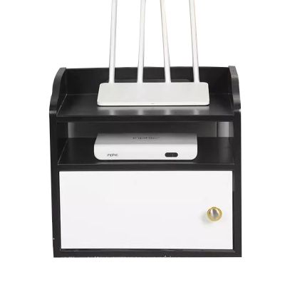 WiFi router storage box, Wireless Router Box, Router Cable Storage Box, Multi Layer Storage Rack,Anti-Dust Desktop Organizer Shelves, Power Strip and Cable Management Hider Rack(Color:B)