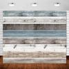 10x8ft Wooden Large Backdrop Rustic Countryside Wood Wall Backdrops Brown White Blue Vintage Wooden Photography Background for Party Baby Shower Photo Shoot Cake Smash Wedding Birthday Backdrop view 1